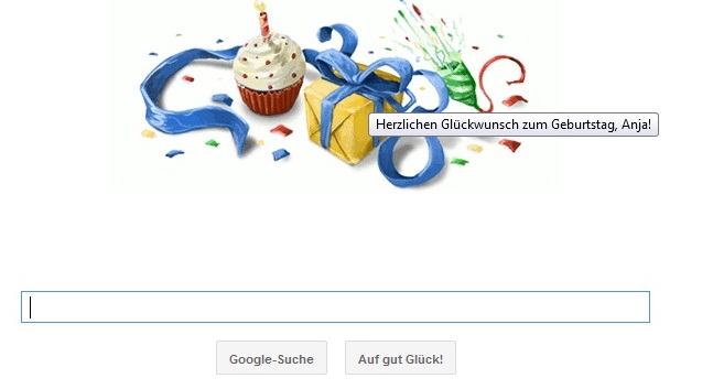 Google gratuliert mit zum Geburtstag